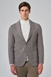  Erkek KAHVE Örme Trend Desenli Slim Fit Mono Yaka Ceket