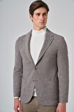  Erkek KAHVE Örme Trend Desenli Slim Fit Mono Yaka Ceket