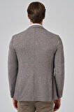  Erkek KAHVE Örme Trend Desenli Slim Fit Mono Yaka Ceket