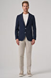  Erkek Lacivert Trend Slim Fit Mono Yaka Ceket