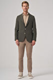  Erkek Haki Trend Slim Fit Mono Yaka Ceket