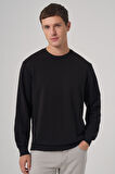  Erkek Siyah Basic Bisiklet Yaka Sweatshirt