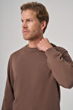  Erkek KAHVE Basic Bisiklet Yaka Sweatshirt