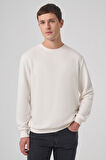  Erkek Ekru Basic Bisiklet Yaka Sweatshirt
