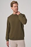  Erkek Haki Basic Bisiklet Yaka Sweatshirt