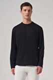  Erkek Siyah Trend Bisiklet Yaka Rayon Sweatshirt