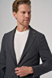  Erkek Antrasit Yünlü Slim Fit Mono Yaka Ceket