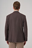  Erkek KAHVE Poliviskon Dokuma Desenli Dynamic Fit Mono Yaka Ceket