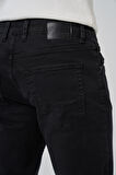  Erkek Siyah Denim 5 Cep Slim Fit Jean Kot Pantolon