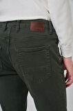  Erkek Haki Denim 5 Cep Slim Fit Jean Kot Pantolon