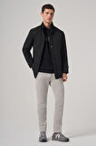  Erkek Siyah Aston Çıtçıtlı  Yan Cepli Dynamic Fit Rahat Kesim Mont