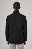  Erkek Siyah Aston Çıtçıtlı  Yan Cepli Dynamic Fit Rahat Kesim Mont