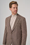  Erkek KAHVE Poliviskon Trend Desenli Dynamic Fit Mono Yaka Ceket