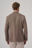  Erkek KAHVE Poliviskon Trend Desenli Dynamic Fit Mono Yaka Ceket