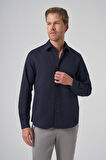  Erkek Lacivert Trend Dynamic Fit Sert Yaka Gömlek