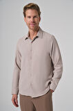  Erkek Bej Trend Dynamic Fit Sert Yaka Gömlek