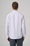  Erkek Beyaz Polyester Trend Desenli Dynamic Fit İtalyan Yaka Gömlek