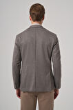  Erkek Gri Örme Trend Desenli Slim Fit Mono Yaka Ceket