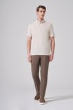  Erkek Bej Trend Örme Keten Dinamik Fit Polo Yaka T-shirt