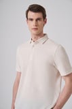  Erkek Bej Trend Örme Keten Dinamik Fit Polo Yaka T-shirt