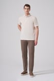  Erkek Bej Trend Örme Keten Dinamik Fit Polo Yaka T-shirt