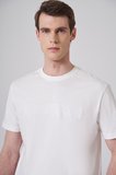  Erkek Ekru Trend Baskılı Bisiklet Yaka Dinamik Fit T-shirt