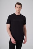  Erkek Siyah Trend Baskılı Bisiklet Yaka Dinamik Fit T-shirt