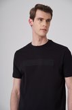  Erkek Siyah Trend Baskılı Bisiklet Yaka Dinamik Fit T-shirt