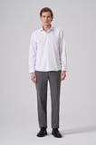  Erkek Beyaz Polyester Trend Slim Fit Tam İtalyan Yaka Gömlek