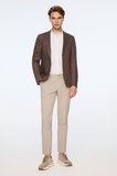  Erkek KAHVE Dokuma Trend Düz Slim Fit Mono Yaka Ceket
