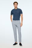  Erkek Lacivert Poliviskon Trend Desenli Slim Fit Lastikli Pantolon