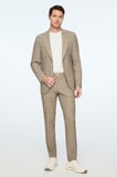  Erkek KAHVE Poliviskon Trend Ekoseli Slim Fit Mono Yaka Ceket