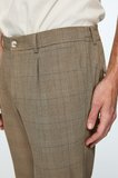  Erkek KAHVE Poliviskon Trend Ekoseli Slim Fit Pantolon