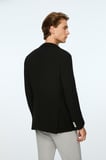  Erkek Siyah Poliviskon Trend Desenli Slim Fit Ceket