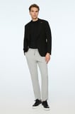  Erkek Siyah Poliviskon Trend Desenli Slim Fit Ceket