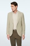 Erkek Bej Poliviskon Trend Desenli Slim Fit Ceket