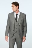  Erkek Siyah Poliviskon Trend Desenli Slim Fit Sivri Yaka Yelekli Takım Elbise