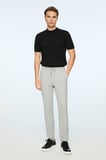  Erkek Gri Poliviskon Trend Düz Slim Fit Jogger Pantolon