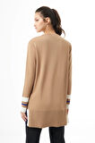 Kol Renkli Rayon Triko Camel Tunik