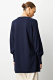 Balon Kollu Rayon Lacivert Tunik