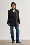 Mizalle Oversize Çift Yırtmaçlı Siyah Blazer Ceket