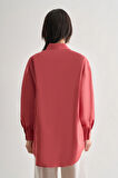 Mizalle Premium Saf Pamuk Şeftali Rengi Oversize Gömlek