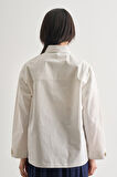 Mizalle Premium Saf Pamuk Oversize Ekru Ceket Gömlek