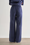 Mizalle İndigo Mavi Rahat Kesim Geniş Paçalı Modal Pantolon