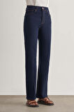 Mizalle Straight Fit Yüksek Bel Lacivert Denim Pantolon