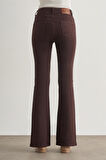 Mizalle Skinny Fit Flare Paça Kahverengi Denim Pantolon