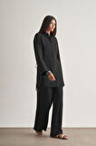 Mizalle Yandan Bağlı Modal Karışımlı Siyah Tunik