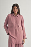 Mizalle Keten Dokulu Torba Cepli Pudra Pembe Tunik