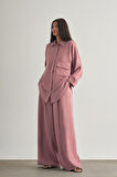 Mizalle Keten Dokulu Torba Cepli Pudra Pembe Tunik