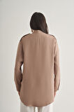 Mizalle Keten Dokulu Apoletli Bej Rengi Tunik